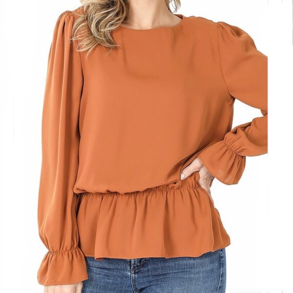 NEW boho puff sleeve keyhole blouse top - Picture 1 of 6